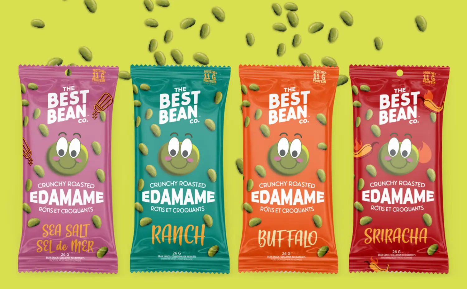 Sea Salt, Ranch, Buffalo and Sriracha Best Bean snack bags